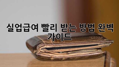 실업급여 빨리 받는 방법 완벽 가이드